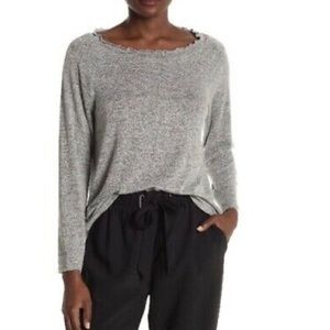 NWT Gibson Ruffled Edge Raglan Pullover Size Large